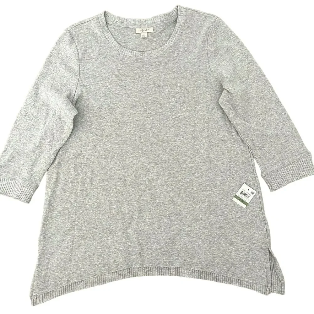 Style & Co Womens Lounge Lt Grey Heather BridgeHem Pullover Sweater Top LARGE